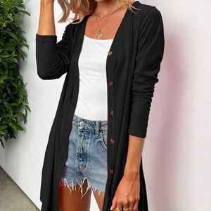 Closet Staple • Black V-Neck Longline Cardigan